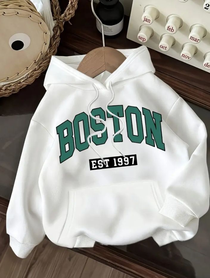 Boston EST 1997 Print Pullover Hoodie - White